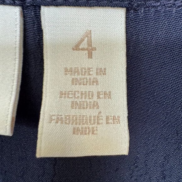 Chico's Navy Blue Sequin Front Yolk Long Sleeve Lace Trim Tunic Blouse Size XXL - Picture 9 of 16